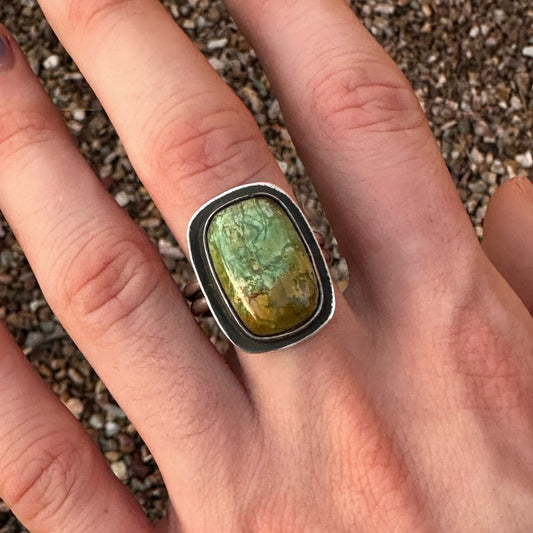 Green Turquoise Ring, Size 10