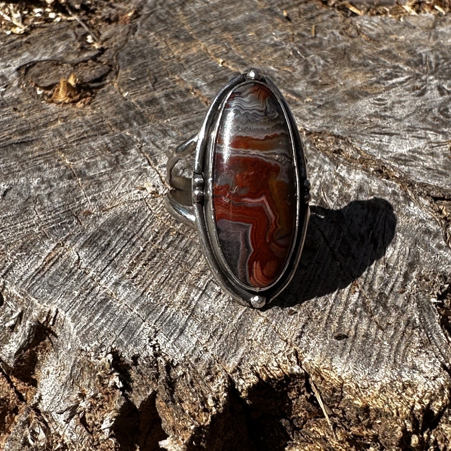 Crazy Lace Agate Ring, Size 8