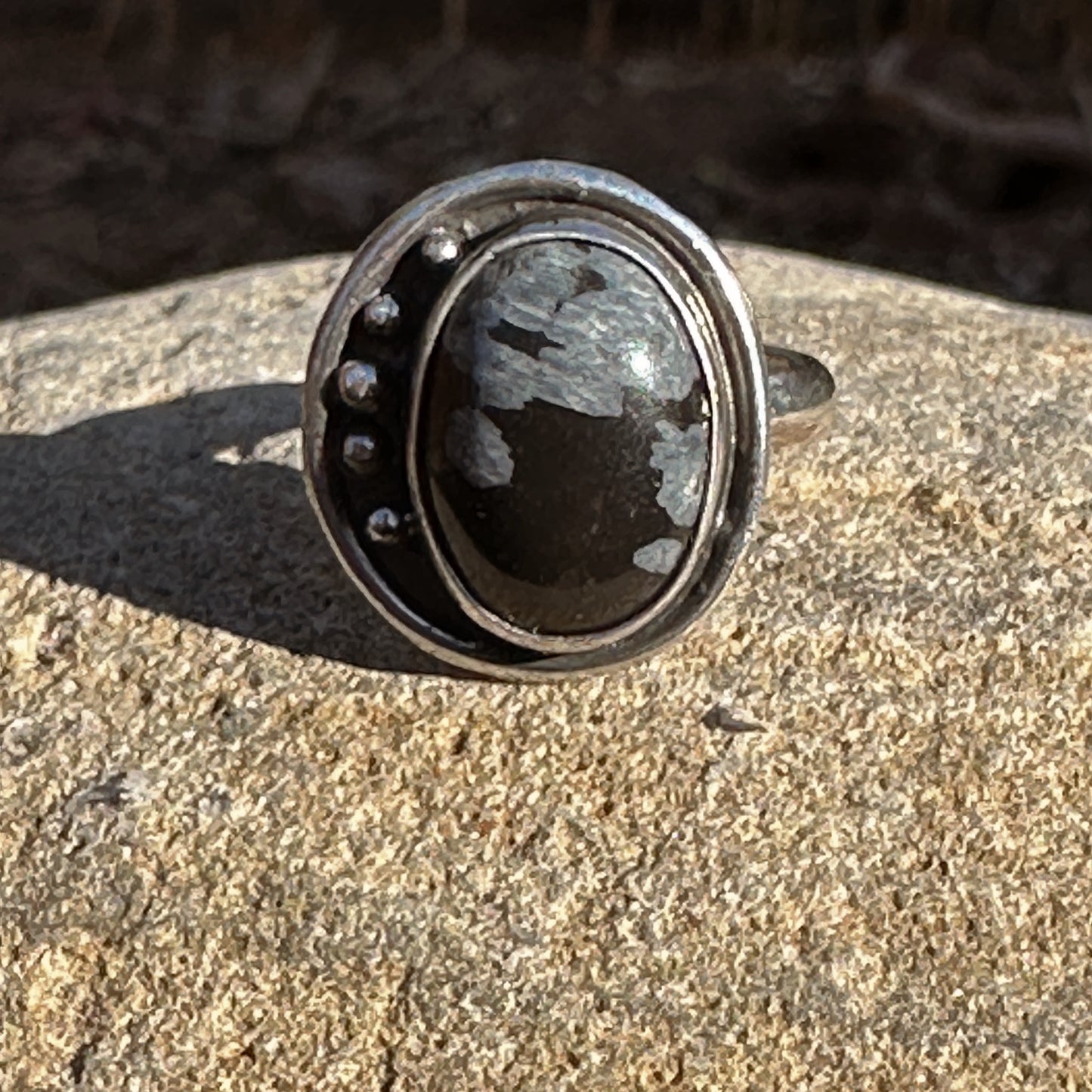 Snowflake Obsidian Ring, Size 9